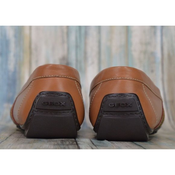 GEOX Men's Brown Leather Driving Moccasins Size 44 US 11 Slip On Shoes - Picture 7 of 10